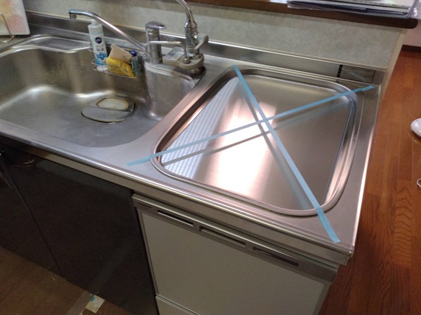永大産業トップオープン食洗機の取替　ステンレスふた厚み